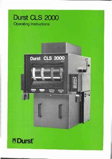 Durst CLS 2000 manual. Camera Instructions.